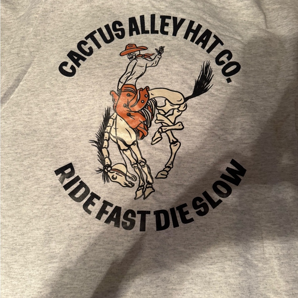 Gray Cactus Alley hoodie with Western Design